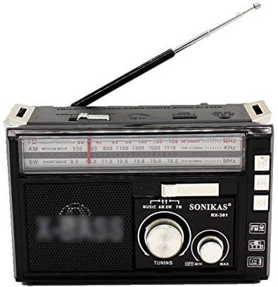 ZXNQ Radio AM/FM/SW - Radio Transistor Radio AC or Battery Operated - TF card/U disk playback - LED lighting,Black