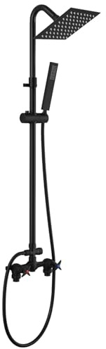 Wall Mounted Outdoor Shower Kit,Outdoor Shower Faucet,Matte Black | Dual-Function Outdoor Shower Faucet with Adjustable Slide Bar, Shower Head & Handheld Sprayer for Flexible Outdoor Showering