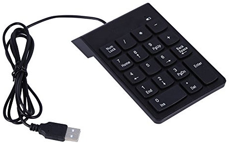 Agatige Tastierino Numerico Cablato, Tastierino Numerico USB 18 Tasti Tastierino Numerico Tastiera Mini Tastierino Numerico Portatile per Laptop PC Notebook per Ufficio Viaggi Casa