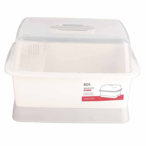 Escurridor De Platos con Tapa Y Escurridor, Escurreplatos Compacto para Mostrador De Cocina con Soporte para Cubiertos para Vajilla Variada, A Prueba De Polvo Y Ahorro De Espacio(Medium)
