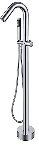 Mitigeur de baignoire autoportant, rotation à 360°, 2 modes, mitigeur de baignoire sur pied, chrome