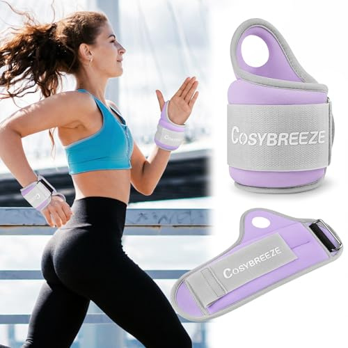 Cosybreeze Gewichtsmanschetten Hand Frauen Männer Gewichtsmanschetten Handgelenk Gewichte für Arme 1kg 1,5kg 1 Paar Handgewichte Armgewichte für Fitnessstudio, Bewegung, Laufen, Joggen, Hellviolett