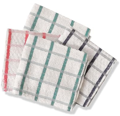 VEARZ® 100% Cotton Terry Tea Towels | 4-12 Packs Kitchen Hand Towels Super Highly Absorbent Soft Touch Dish Cloth Hotel Quality Towel 40x70cm,4 Pack