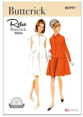 BUTTERICK Paper Pattern B6991Y5 Misses' Dress with Sleeve Variations Y5 (18-20-22-24-26)