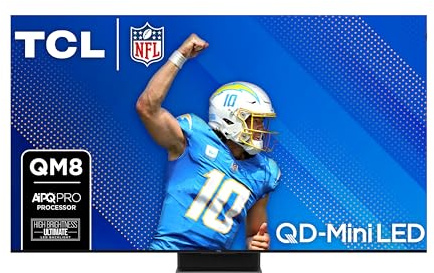 TCL 65-Inch QM85 QLED 4K Smart QD-Mini LED TV with Google TV (65QM851G, 2024 Model) Dolby Vision IQ HDR, Dolby Atmos, Game Accelerator up to 240Hz, Voice Remote, Works with Alexa, Streaming Television