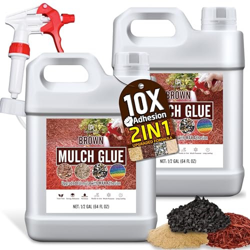 Aglutinante de Grava - 4L Pegamento para Mantillo Marrón Concentradas para Pegar Corteza y Grava en Bordes, Patios y Caminos de Jardín - 2-EN-1 Colorante y Pegamento para Grava para Roca, Piedras