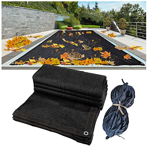 Copertura per Piscina con Rete a Foglie per Piscine, Patio, Copertura Rettangolare Robusta e Protettiva in Rete fine con Corda tagliabile da 5 m, Copertura Esterna per Piscine interrate e Fuori terr
