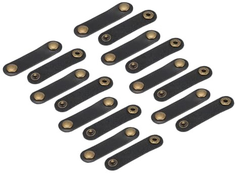 sourcing map 8 Pcs Leather Cable Straps Cord Organizer 63x16mm Ties Soft Cord Holder Winder Keeper Cable Management for USB Cable, Headphone Wire, Earphone