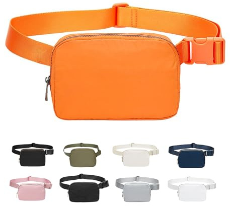 JENCVNL Bauchtasche Damen Gürteltasche Herren, Nylon Hüfttaschen Mode Brustbeutel Umhängetasche Crossbody Bag mit verstellbarem Riemen für Laufen Wandern Training Reisen (Orange)