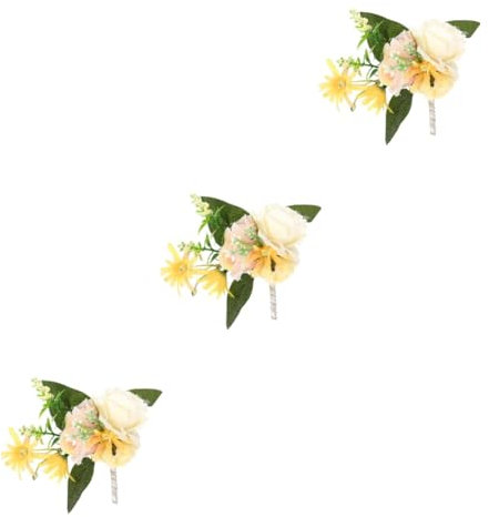 STOBAZA 3stücke Hochzeitsblumenanstecker Für Braut Und Bräutigam Elegante Brosche Champagnerfarbe Für Hochzeiten Bälle Und Besondere Anlässe Hochwertiges Kostümzubehör