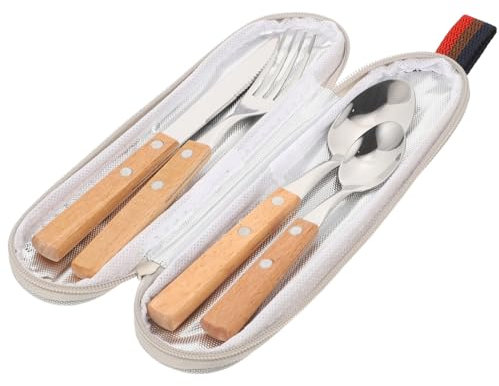 Amosfun Edelstahl Besteck Camping Mit Löffel Gabel Messer Verpackung Für Picknick Lunchbox Outdoor Reisen Geschirr Kit