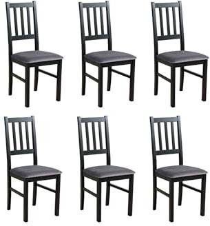 LeafDesign Küchenstühle 6er Set - Stuhl Buche Massiv - Esszimmerstuhl 120 kg - Stühle Esszimmer 6er Set - Holzstuhl - Esstischstühle - Esszimmerstühle Holz - Graphit - Hygge 91