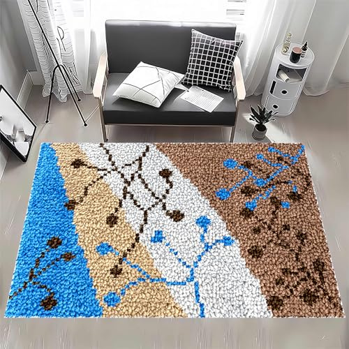 MXOUAJ Kit Tapis au Point Noué Crochet pour Décoration D'intérieur Fabrication de Tapis Coussin de Bricolage CréAtion de Tapis et Canvas 38 x 52 cm