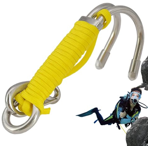 Doppio Gancio di barriera corallina – Amo da, Doppio Gancio sommergibile in Acciaio con Corda | da barriera corallina, Gancio per Acqua salata, Attrezzatura di Sicurezza