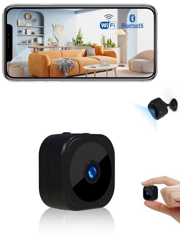 AOBOCAM Camara Espia,1080P Bluetooth Mini WiFi (2.4GHz) Cámara para Ver En El Movil, Interior/Exterior Mini Cámaras De Vigilancia inalambricas con Visión Nocturna Detección De Movimiento (ESA12)