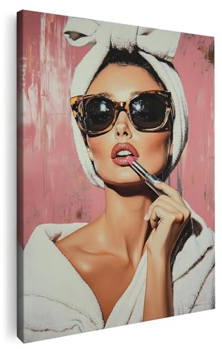 Artmazing | Make-Up Frau Bild bunt | S-Art Bilder | Make-Up Frau Bilder Modern | Coole Wandbilder Wohnzimmer | Wandbild Make-Up Frau Deko XXL | Bild Leinwand XXL | Make-Up Frau Bilder Wand