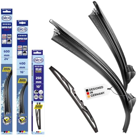 alca® Scheibenwischer Komplettset für TOYOTA AYGO X | 03.2022 - 08.2026, SUPER FLAT Flachbalkenwischer, extraflaches Design, Flexibel, Nanographitbeschichtung