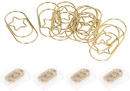 Restokki niedliche Stern-Büroklammern, rostfreie Beschichtung, starke Klemmung, 40 Stück, Mehrzweck-Büro, Zuhause (Gold)