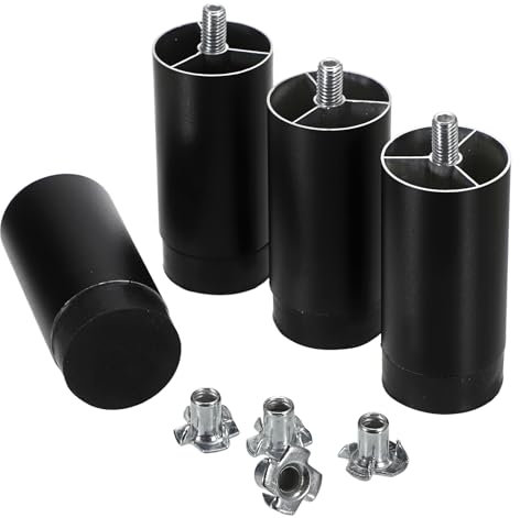 SUMNACON Confezione da 4 gambe per mobili in lega di alluminio, colore nero, altezza 8 cm, piedini di supporto per divano, divano, tavolo, fai da te, con filettatura M8, per piano di lavoro,