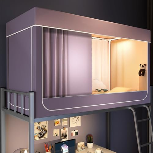 Sichtschutz-Zelt für Doppel-Etagenbett, tragbares Traumzelt mit rotem LED-Licht, sensorischer Baldachin für Kinder und Erwachsene, Lesefläche im Innenbereich