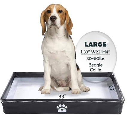 MEEXPAWS Dog Pee Pad Holder Tray Foldable, Puppy Pad Holder Liner Base High Side, Litter Box Indoor for Large Dog 33’’x22’’, Training Leak-Proof, Potty Easy Clean