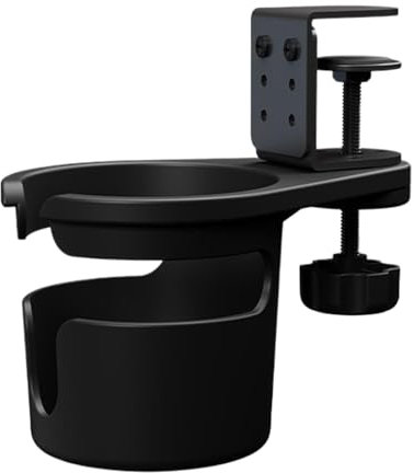 Portavasos de café ajustable a prueba de derrames - Portavasos de escritorio, portavasos con abrazadera giratoria para borde de mesa, accesorios de escritorio anticaída para el hogar, estudio, escuela