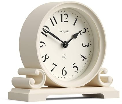 NEWGATE® Divisadero Kaminsimsuhr | Traditionelles doppelscroll-Design | Vanillesahne | Klassischer Stil für Schreibtisch, tischplatte, Regal oder Bett