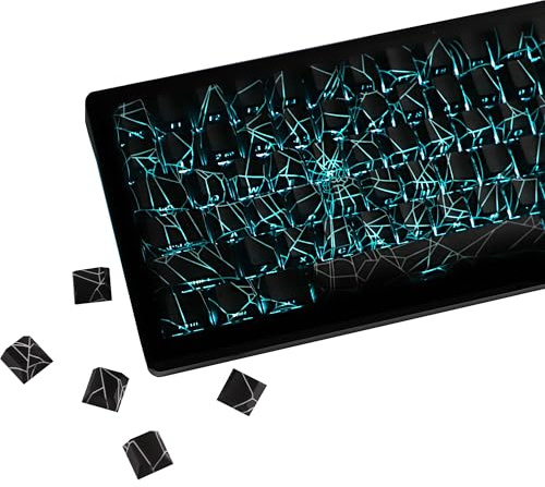YMDK Spider Web Tastenkappen 140-Tasten, seitlich beleuchtet, PBT+PC, Kirschprofil, 5-fach Farbstoff-Sub-Tastenkappe für mechanische MX-Tastatur