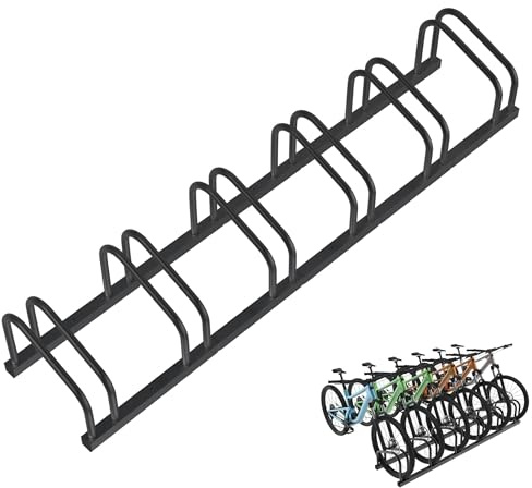 YRHome Profi-Fahrradständer für 6 Fahrräder Metall-Mehrfachständer Aufstellständer Fahrradhalter für E-Bikes & Lastenräder (37cm Abstand) für 30-65mm Reifenbreite Einfache Wand/Boden-Montage Schwarz