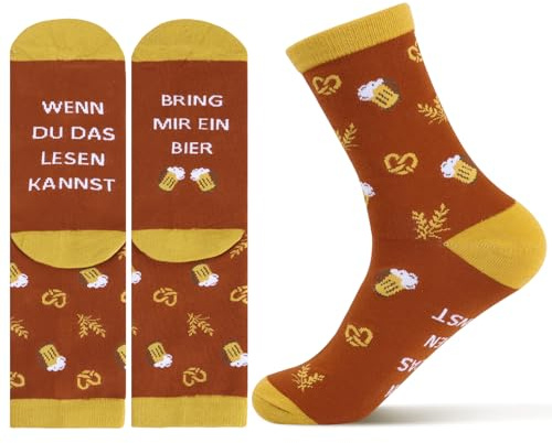 MEJOSER Bier Socken Herren 39-46 Tennissocken Biersocken Männergeschenke Lustige Bier Geschenke für Männer Papa Freund Oktoberfest Geburtstag Weihnachten Bierliebhaber Sportsocken Accessoires