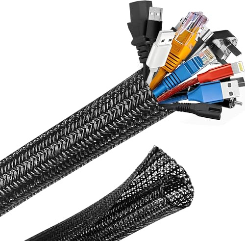 XiaoLidm 13mm Kabelschlauch Schwarz, 3 Meter Kabelschutzschlauch, Kabel Verstecken, Kabelkanal Flexibel Gewebeschlauch, Kabelschlauch Selbstschließend für Schreibtisch, TV, Computer, PC