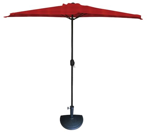 MA MAISON Ombrellone Mezzaluna 300x150x250h da Muro e Parete Palo Ø38 mm - Salvaspazio, Terrazzo, Balcone, Manovella, Protezione UV, Parasole, Idrorepellente - Base Inclusa (Bordeaux | Base Antracite)