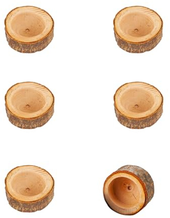 Lot de 6 bougeoirs en Bois Naturel pour Bougies Chauffe-Plat - Petits bougeoirs votifs pour fête de Mariage, décoration de Table à Manger, décoration d'intérieur, centres de Table rustiques