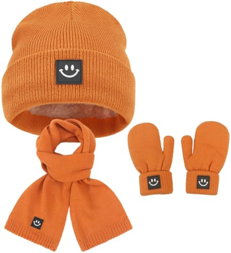 Yixda Kids Warme Mütze Schal Handschuh Sets Jungen Mädchen Beanie Hut Strickschal Winter Set Kinder 1-6 Jahre