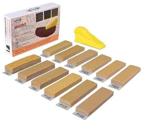 Shineboc 40-800 Grit Sandpaper with Finger Sanding Blocks 120 PCS | Mini Detail Sanding Kitfor Small Areas and Corners, Ideal for Wood Working, Furniture Repair, Crafts and DIY