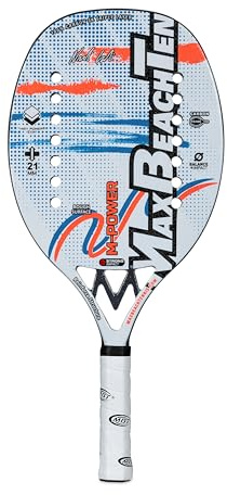 MBT M-POWER, Racchetta Beach Tennis Fibra di Carbonio 3K - Superficie ruvida - Eva High Power – Leggera e Bilanciata – Profilo 21 mm - Custodia inclusa