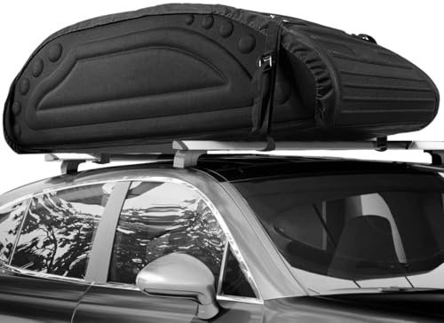 COSTWAY 400L Dachbox Auto, Dachkoffer mit Gurten & Tragetasche, Dachtasche aus Leinenstoff, Gepäcktasche, Gepäckbox, Dachgepäckträger Tasche für Autos, SUV (Schwarz)