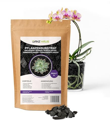 GanzHaus Orchideensubstrat Bodenaktivator Charcoal Substrat - Aktivkohle für Orchideenerde Sukkulentenerde Bonsaierde Blumenerde Zimmerpflanzen Terrarium Pflanzen | Drainage Kohle (3 L)