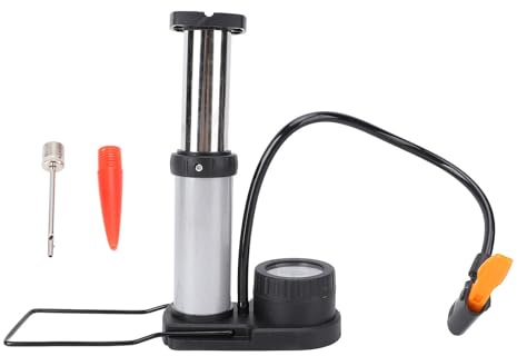 MEEVINWH Fahrradpumpe, Miniatur-Fahrrad-Fußpumpe, Reifenfüller für Elektrofahrrad, Motorrad, Auto, Silber