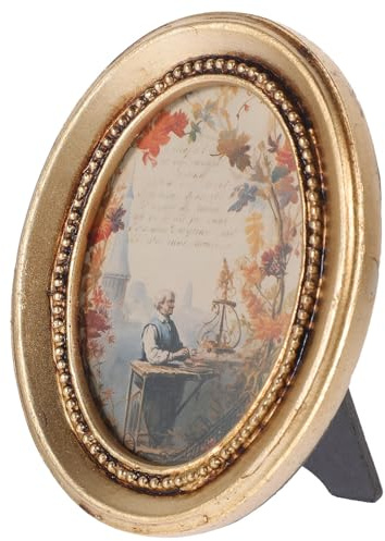 HIAKDOFT Marco de Fotos Decorativo de Estilo Europeo Vintage para Pared | Resina Dorada, Diseño Ornamental Antiguo, para Retratos y Paisajes, Fácil de Colocar en Salón o Entrada