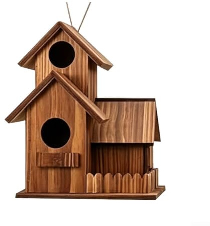 Comedero de madera para ardillas con techo protector para alimentación de jardín, madera natural al aire libre para dispensador de nueces, montaje en árbol, estación de vida silvestre, diseño de fácil