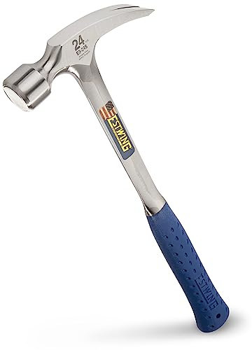 Estwing E3/24S Straight Claw Framing Hammer - Vinyl Grip,Silver,680g (24oz)