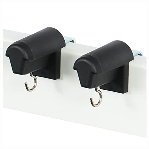 KLEMMFLEX 1 Paar Fensterhaken schwarz, stabil, verstellbar, ohne Bohren, zur Aufhängung von Fensterdeko und Bambusrollo/Bambusrolle am PVC-Fenster oder der PVC-Balkontür
