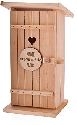 Lustapotheke® Geschenkverpackung Toilettenhäuschen mit Gravur zum Geburtstag - mit Wunschnamen und Alter