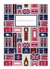 Kartenkaufrausch 16 Trendige London DIN A5 Schulhefte, Rechenhefte mit englischen Symbolen auf rosa Lineatur 5 (Kariertes Heft)