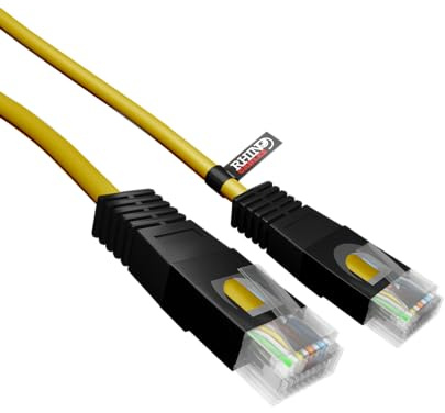 Rhinocables Cruzado RJ45 CAT5 Ethernet XOVER Color de Cable de Red LAN CAT5e Patch Lead (3m, Amarillo)