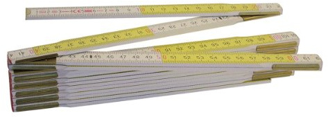 Metrica 23169 Holzgliedermassstab 3 m Duplex-Teilung, weiß/gelb