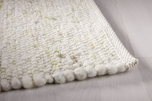 Taracarpet Moderner Landhaus Teppich Handwebteppich Fjord aus hochwertiger Schurwolle beidseitig legbar echte Handarbeit Farbe 164 Natur grün meliert 200x250 cm