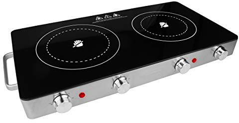 Brentwood Select TS-382 Double Infrared Electric Countertop Burner,1800-Watt, with Timer,Stainless Steel
