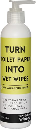 zerotaboos Wipegel | Witch Hazel Cleansing Gel with Prebiotics | Turns Toilet Paper into Gentle, Flushable Wipes | For Sensitive Skin & Daily Freshness | Up to 400 Uses | Fragrance-Free & Septic Safe